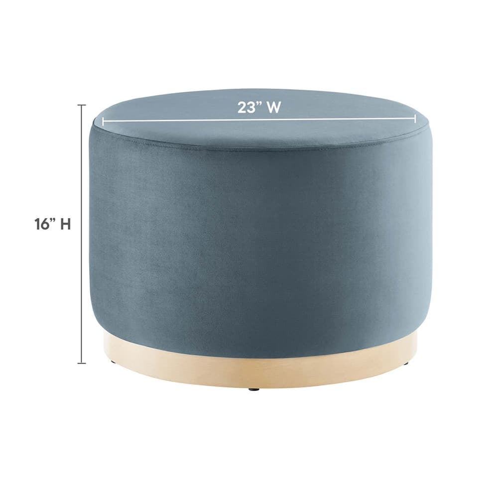 Tilden Large 23" Round Performance Velvet Upholstered Ottoman in Cadet Blue Natural by Modway - Image 3