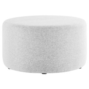 Callum Large 29" Round Woven Heathered Fabric Upholstered Ottoman in Heathered Weave Light Gray by Modway