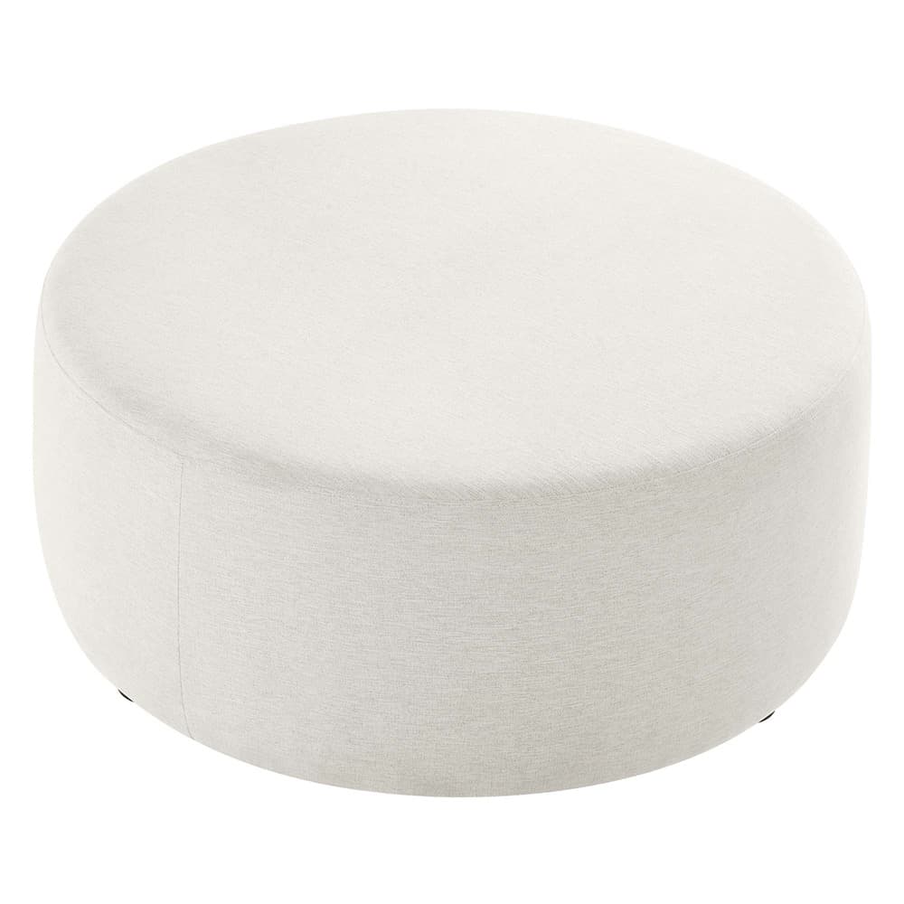 Callum Large 38" Round Woven Heathered Fabric Upholstered Ottoman in Heathered Weave Ivory by Modway - Image 4