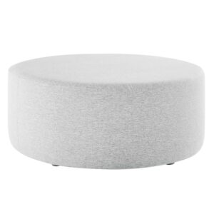 Callum Large 38" Round Woven Heathered Fabric Upholstered Ottoman in Heathered Weave Light Gray by Modway