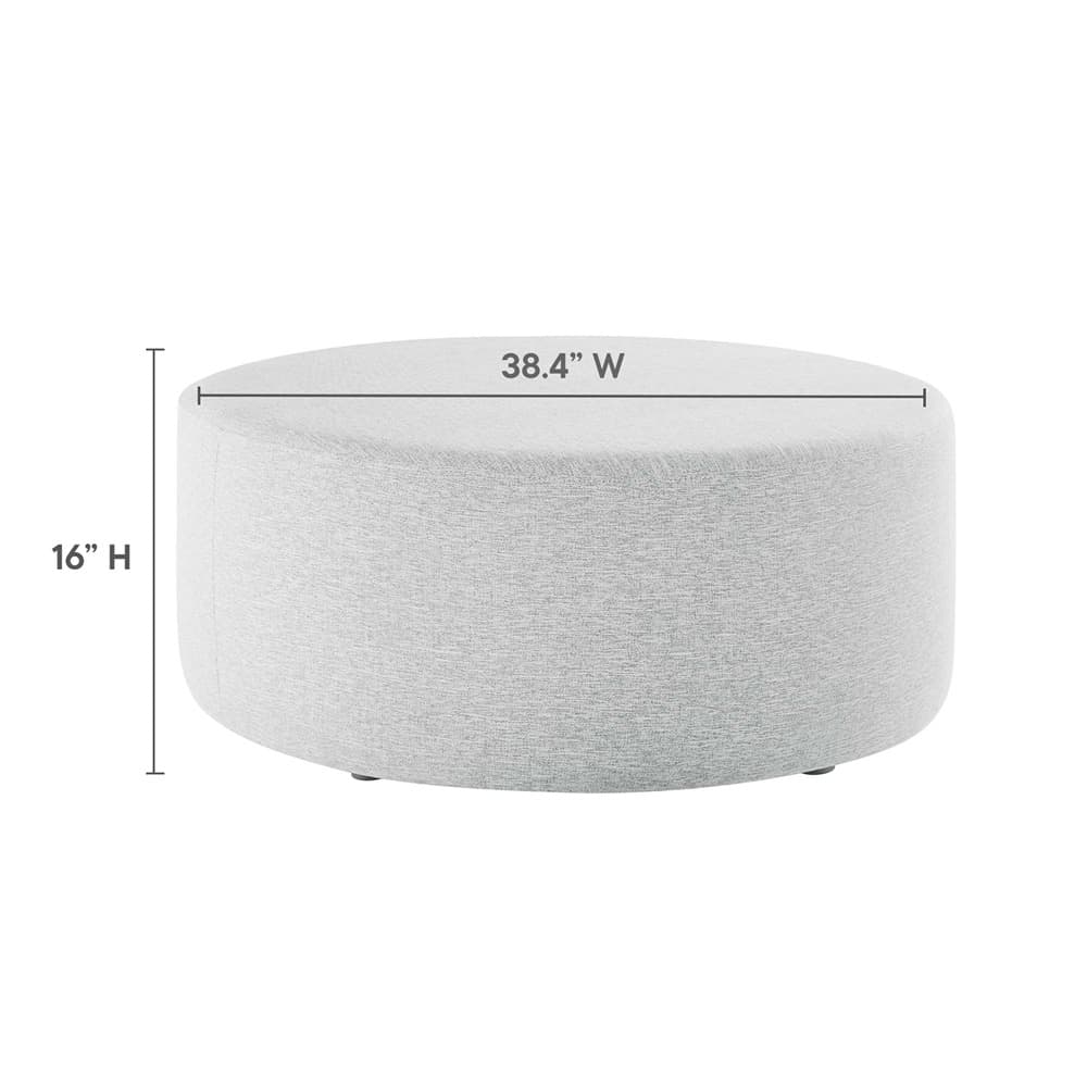 Callum Large 38" Round Woven Heathered Fabric Upholstered Ottoman in Heathered Weave Light Gray by Modway - Image 3