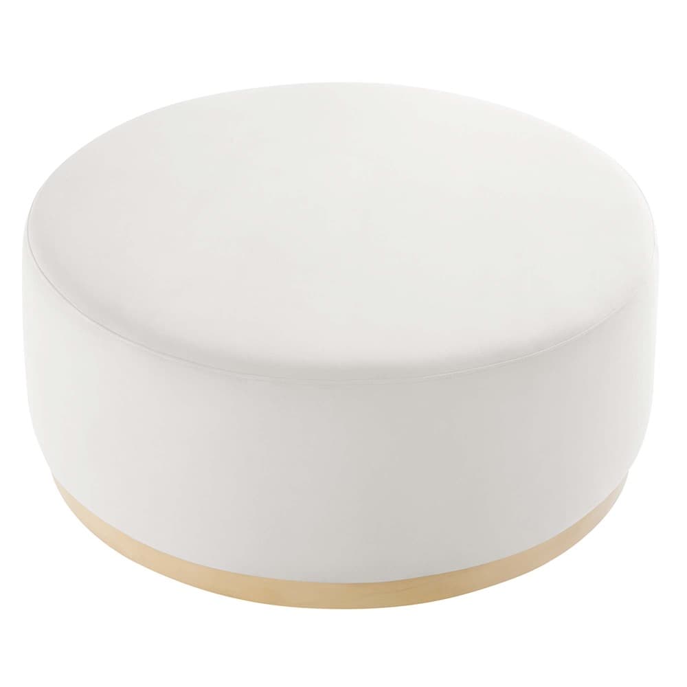 Tilden Large 38" Round Performance Velvet Upholstered Ottoman in Alabaster Natural by Modway - Image 4
