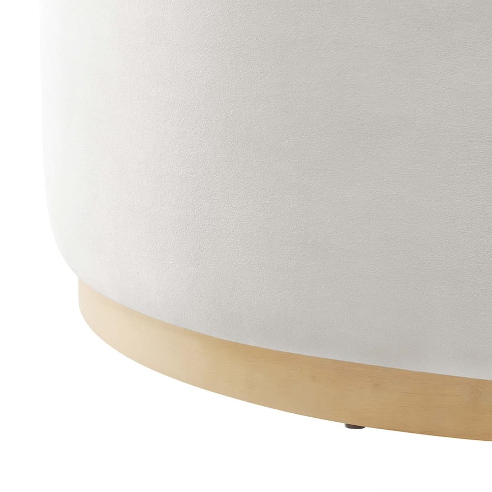 Tilden Large 38" Round Performance Velvet Upholstered Ottoman in Alabaster Natural by Modway - Image 5