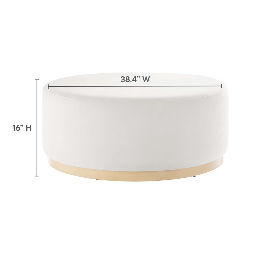 Tilden Large 38" Round Performance Velvet Upholstered Ottoman in Alabaster Natural by Modway - Image 3
