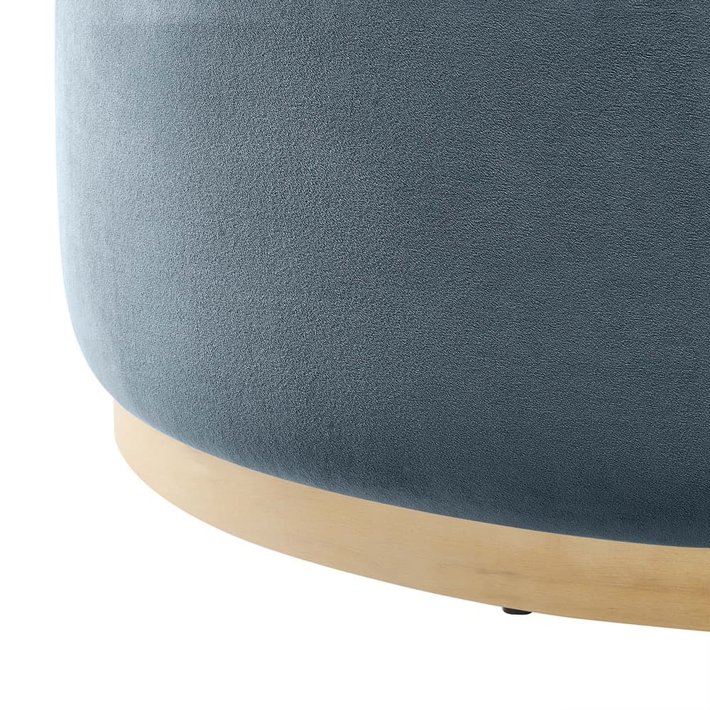 Tilden Large 38" Round Performance Velvet Upholstered Ottoman in Cadet Blue Natural by Modway - Image 5