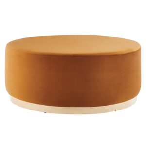 Tilden Large 38" Round Performance Velvet Upholstered Ottoman in Rust Natural by Modway