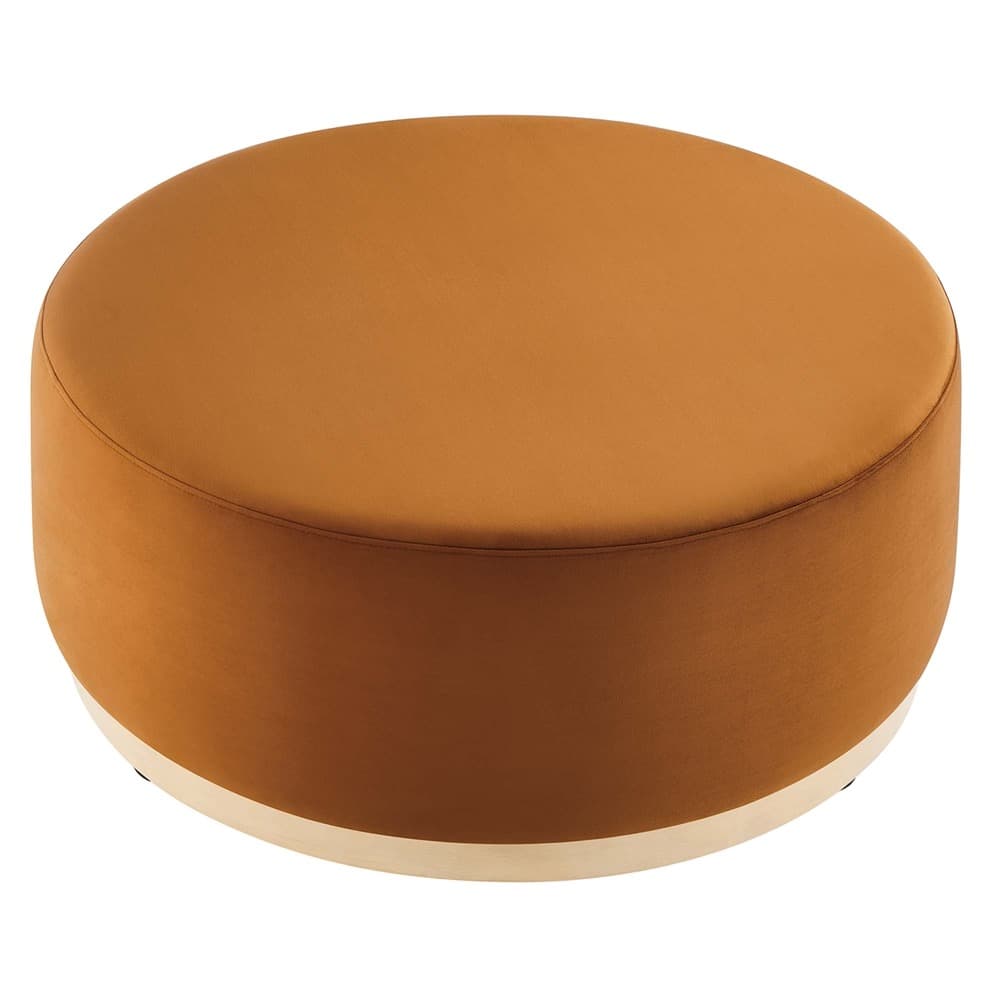Tilden Large 38" Round Performance Velvet Upholstered Ottoman in Rust Natural by Modway - Image 4