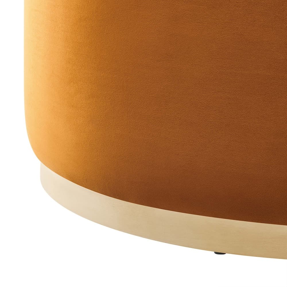 Tilden Large 38" Round Performance Velvet Upholstered Ottoman in Rust Natural by Modway - Image 5