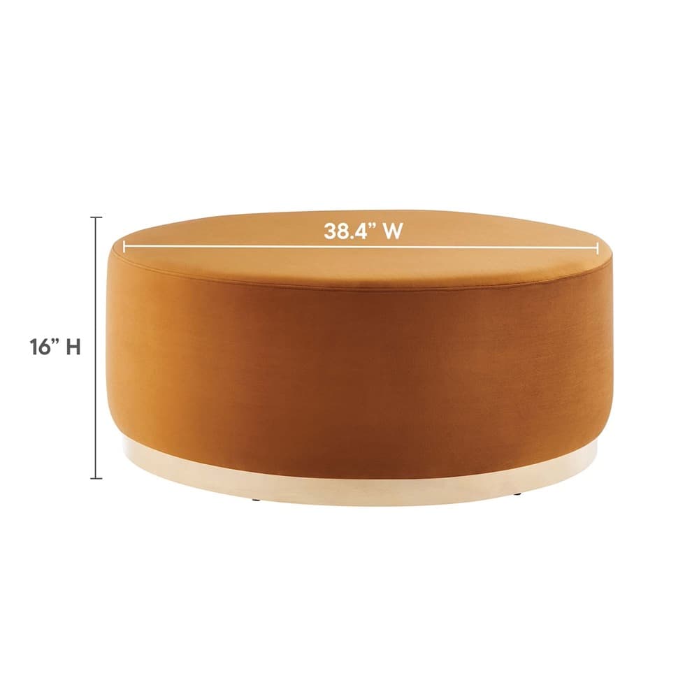 Tilden Large 38" Round Performance Velvet Upholstered Ottoman in Rust Natural by Modway - Image 3