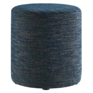 Callum 16" Round Woven Heathered Fabric Upholstered Ottoman in Heathered Weave Azure by Modway