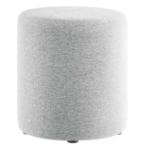 Callum 16" Round Woven Heathered Fabric Upholstered Ottoman in Heathered Weave Light Gray by Modway