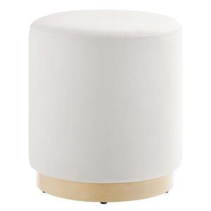 Tilden 16" Round Performance Velvet Upholstered Ottoman in Alabaster Natural by Modway