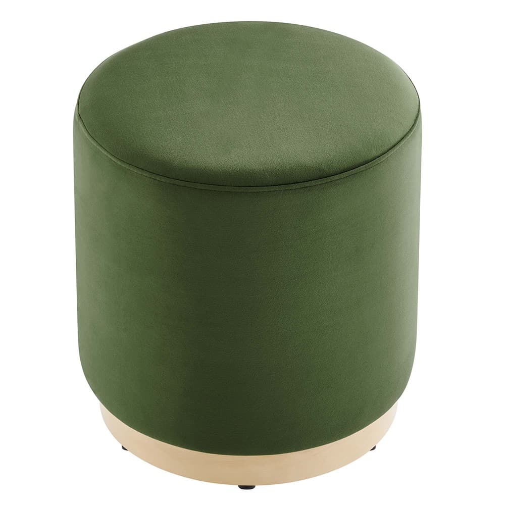 Tilden 16" Round Performance Velvet Upholstered Ottoman in Moss Green Natural by Modway - Image 4