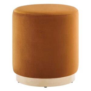Tilden 16" Round Performance Velvet Upholstered Ottoman in Rust Natural by Modway