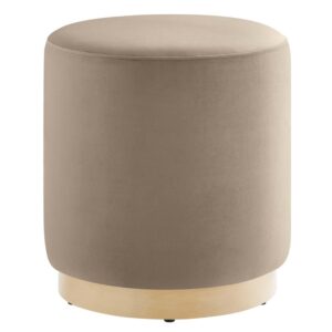 Tilden 16" Round Performance Velvet Upholstered Ottoman in Taupe Natural by Modway