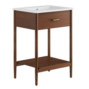 Zaire 24" Bathroom Vanity in Walnut White by Modway