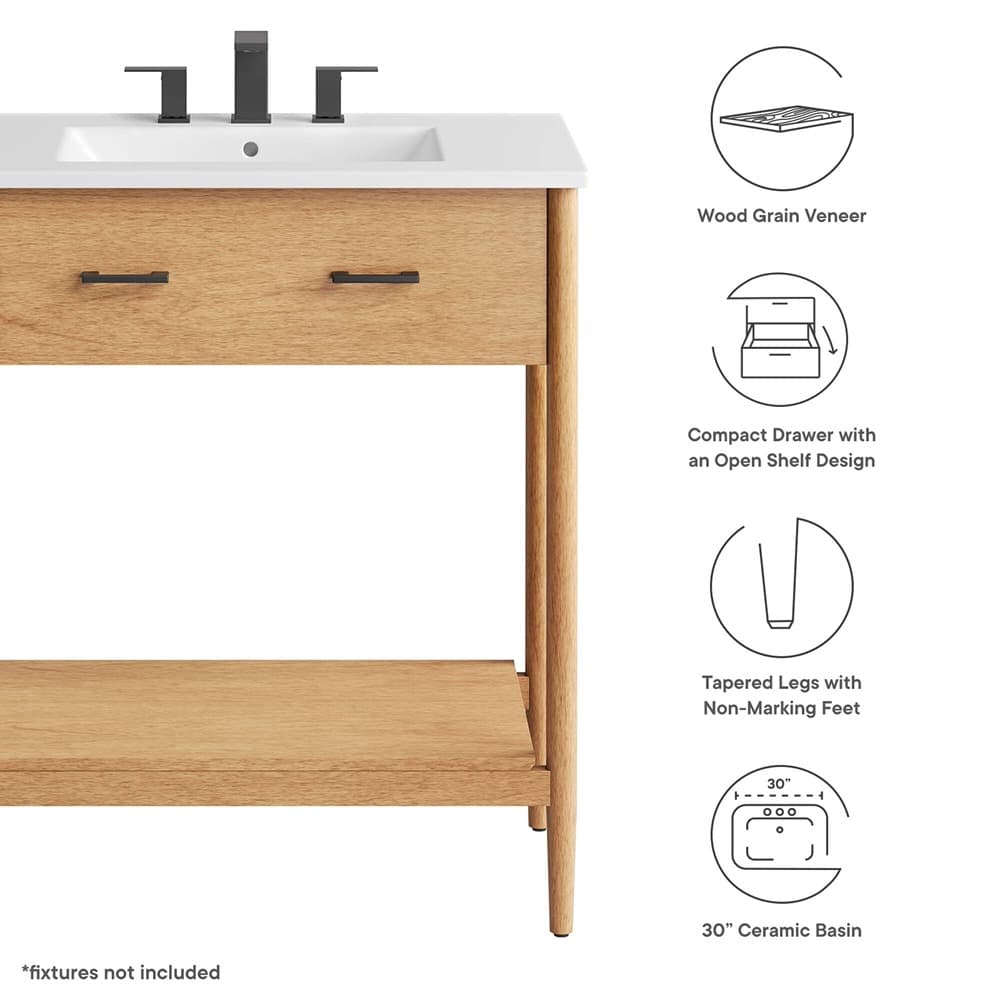 Zaire 30" Bathroom Vanity in Natural White by Modway - Image 2