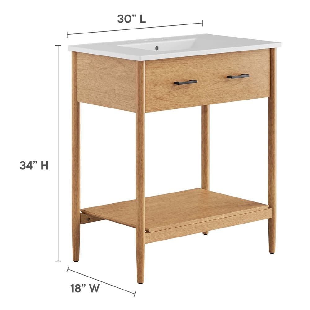 Zaire 30" Bathroom Vanity in Natural White by Modway - Image 3