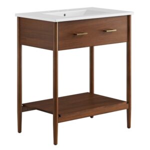 Zaire 30" Bathroom Vanity in Walnut White by Modway