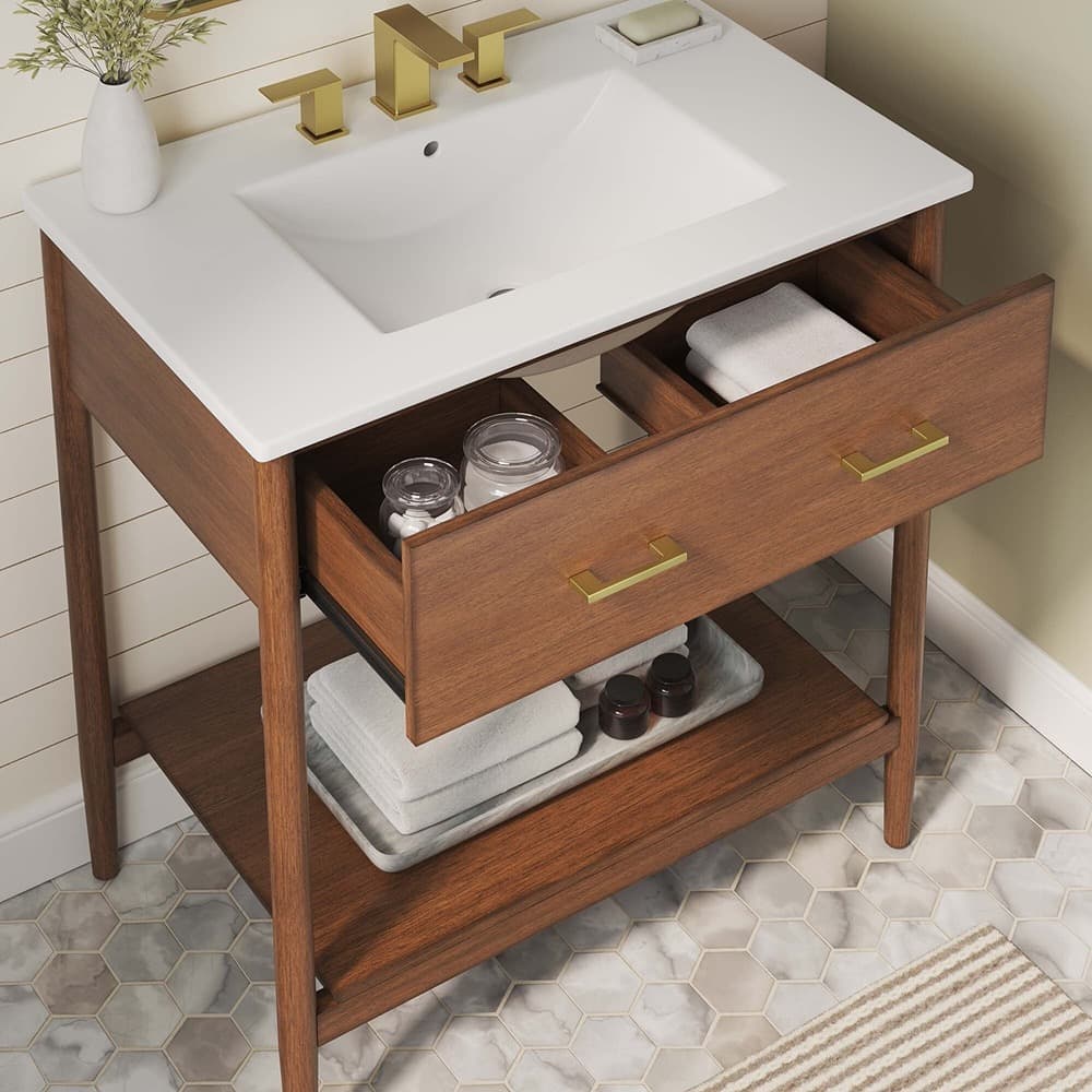 Zaire 30" Bathroom Vanity in Walnut White by Modway - Image 10
