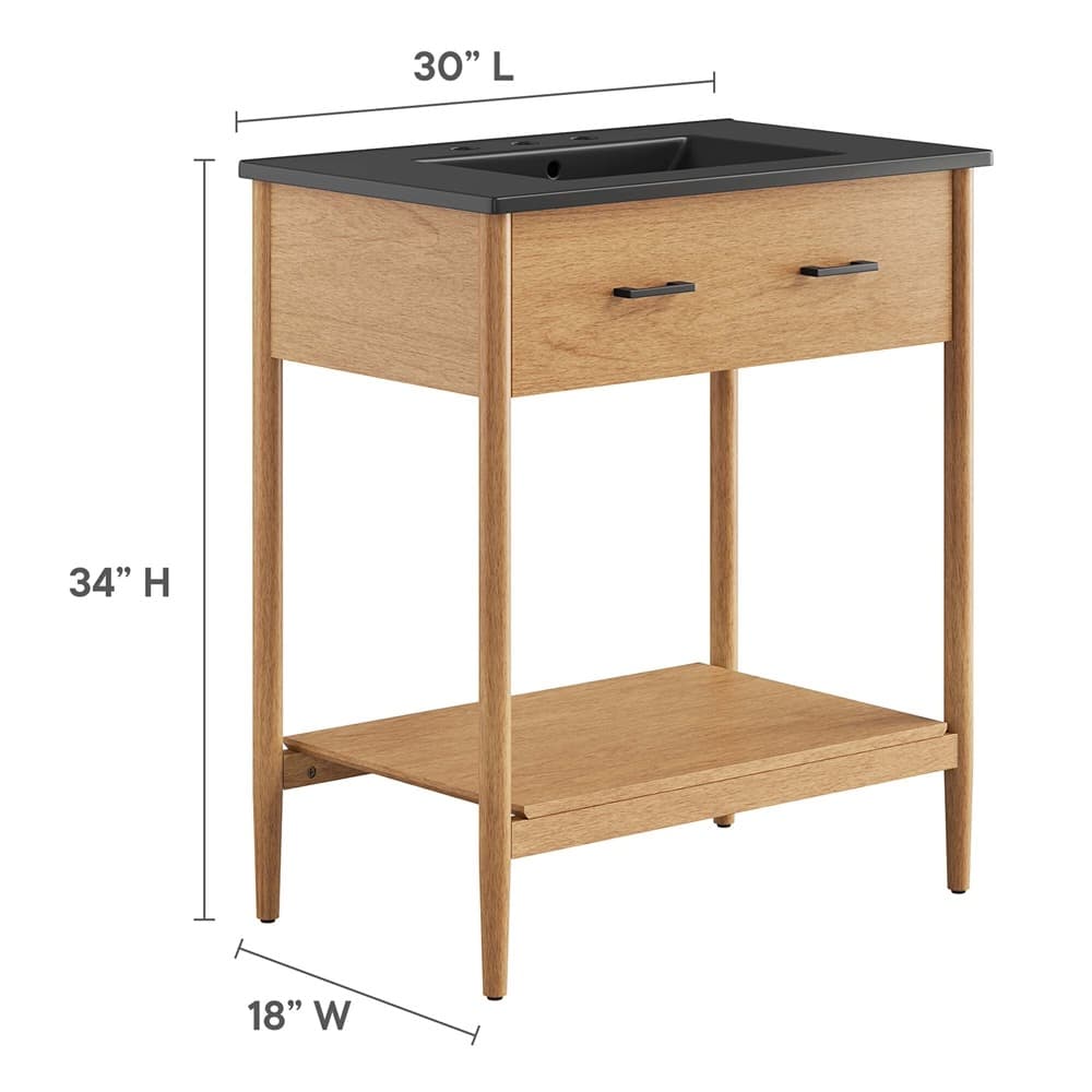 Zaire 30" Bathroom Vanity in Natural Black by Modway - Image 3