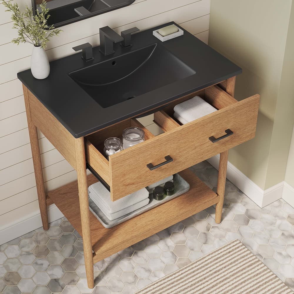 Zaire 30" Bathroom Vanity in Natural Black by Modway - Image 10