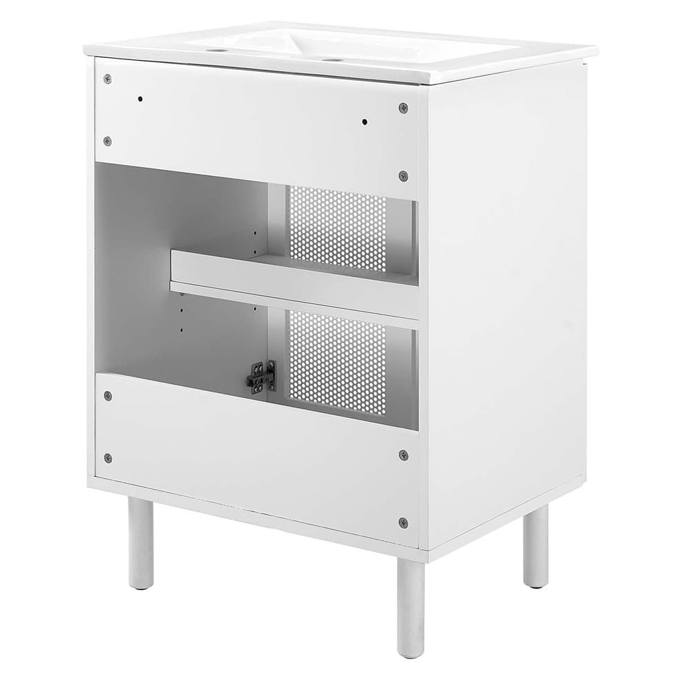 Calla 24" Perforated Metal Bathroom Vanity in White White by Modway - Image 5