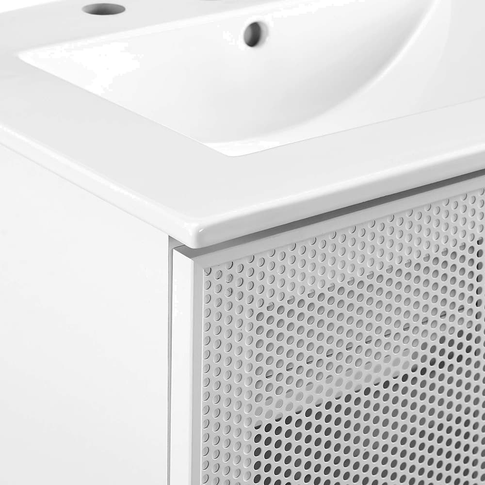 Calla 24" Perforated Metal Bathroom Vanity in White White by Modway - Image 7