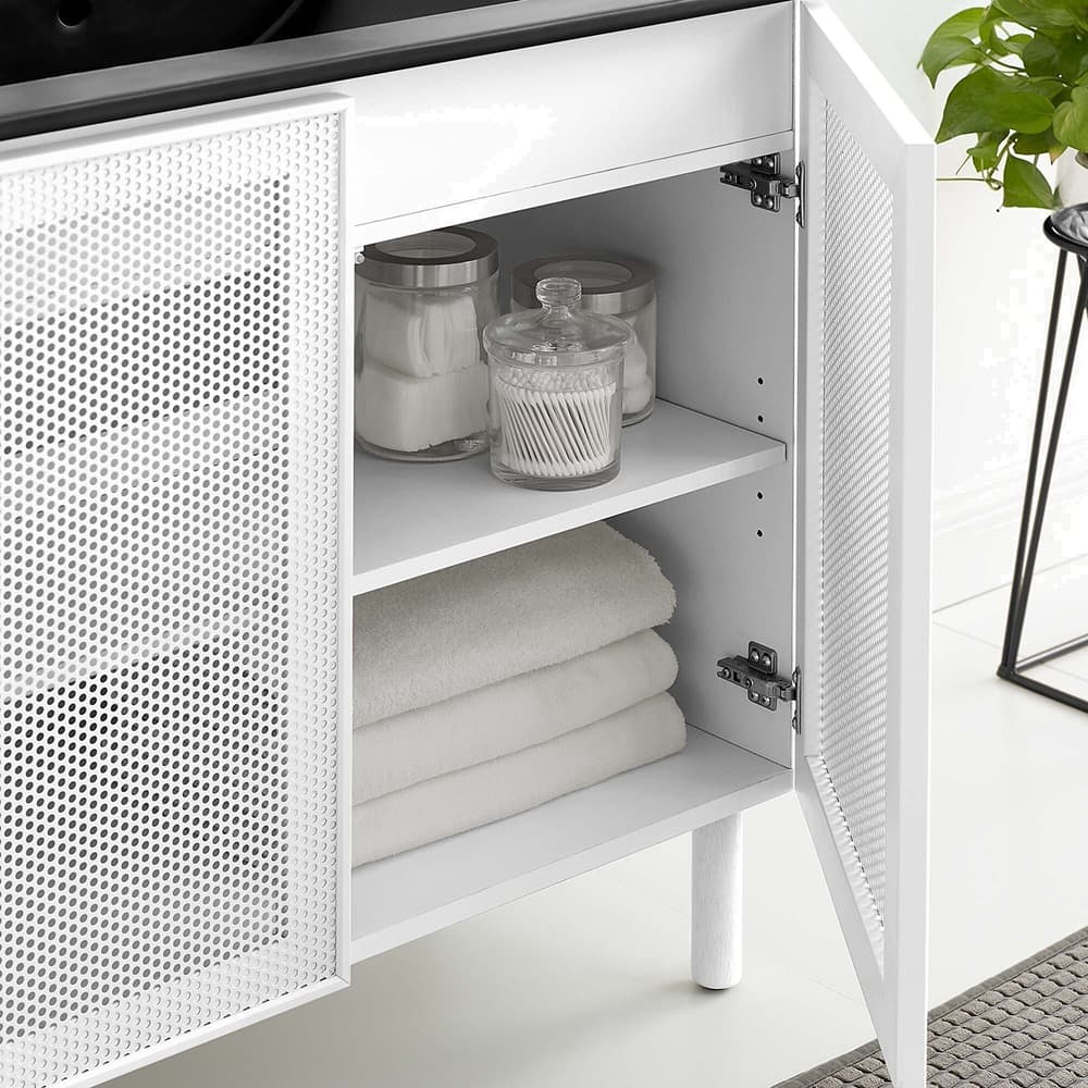 Calla 36" Perforated Metal Bathroom Vanity in Black White by Modway - Image 11