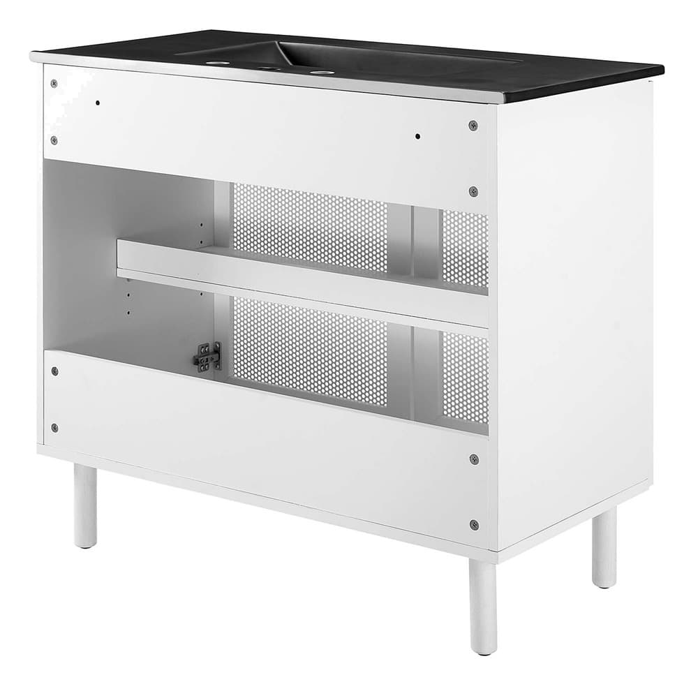 Calla 36" Perforated Metal Bathroom Vanity in Black White by Modway - Image 5