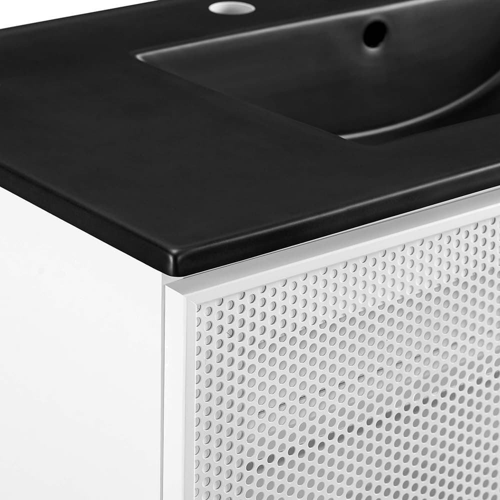 Calla 36" Perforated Metal Bathroom Vanity in Black White by Modway - Image 7