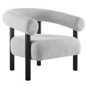 Sable Upholstered Fabric Armchair in Light Gray Black by Modway