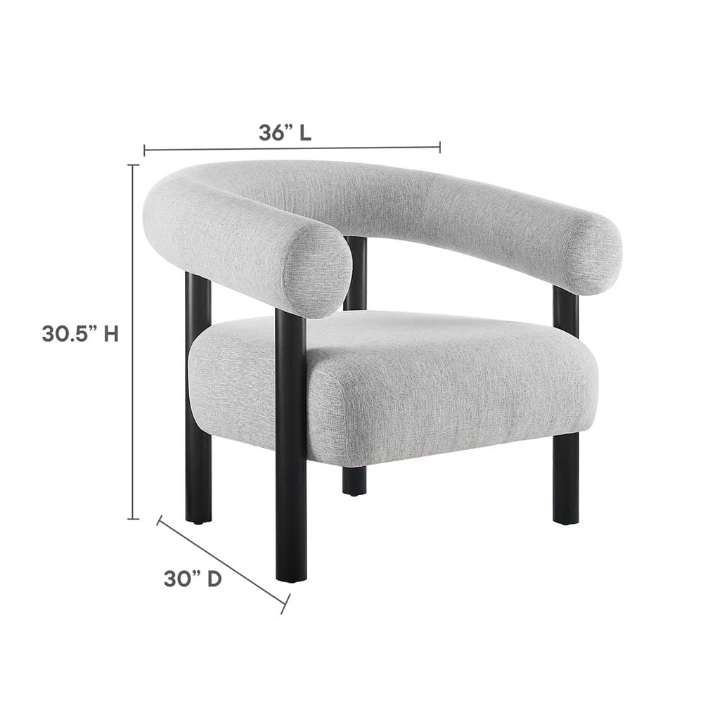 Sable Upholstered Fabric Armchair in Light Gray Black by Modway - Image 3