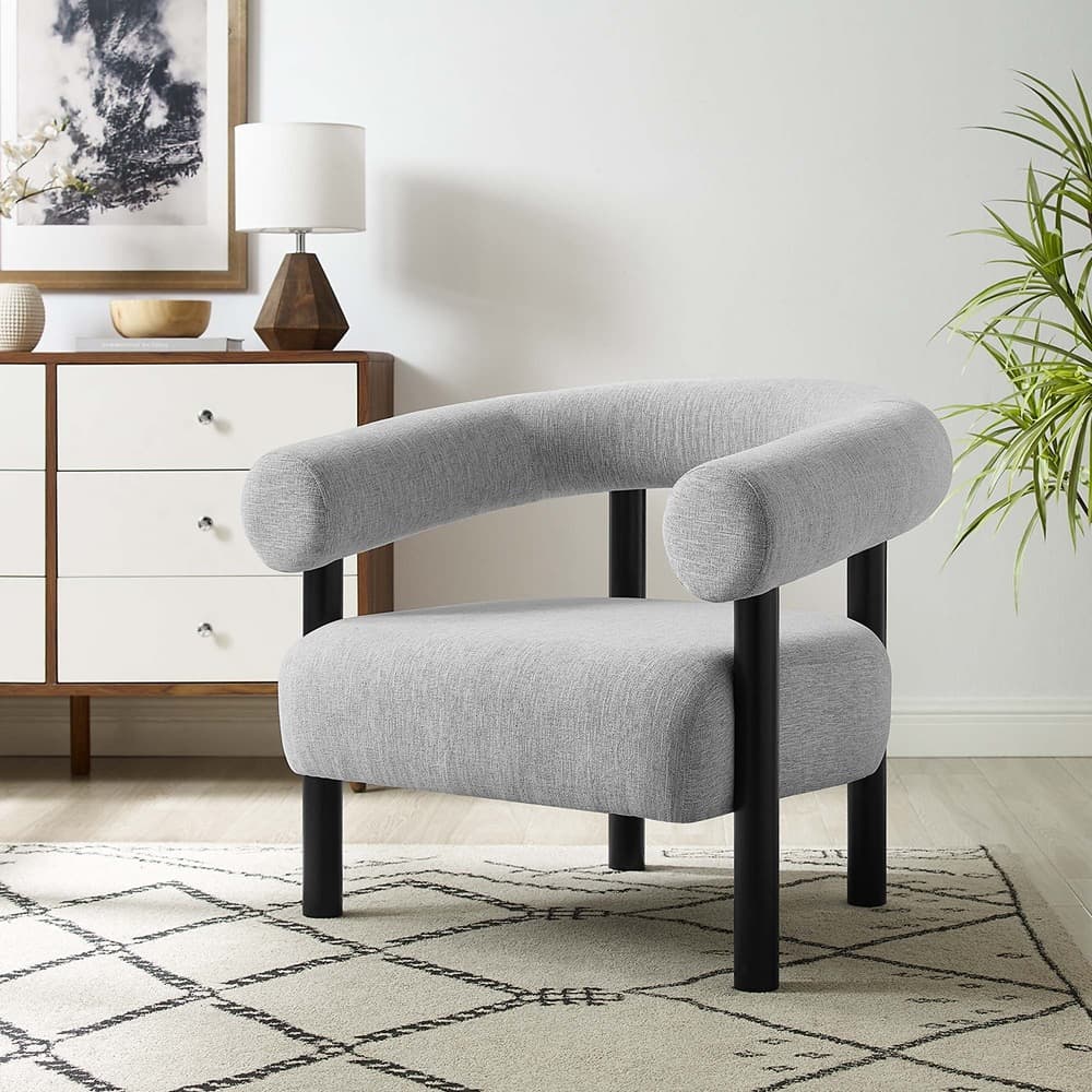 Sable Upholstered Fabric Armchair in Light Gray Black by Modway - Image 8