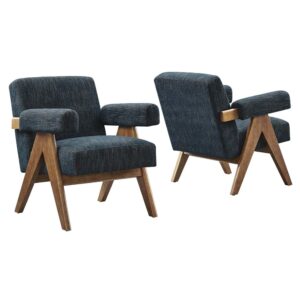 Lyra Fabric Armchair Set of 2 in Azure Fabric by Modway