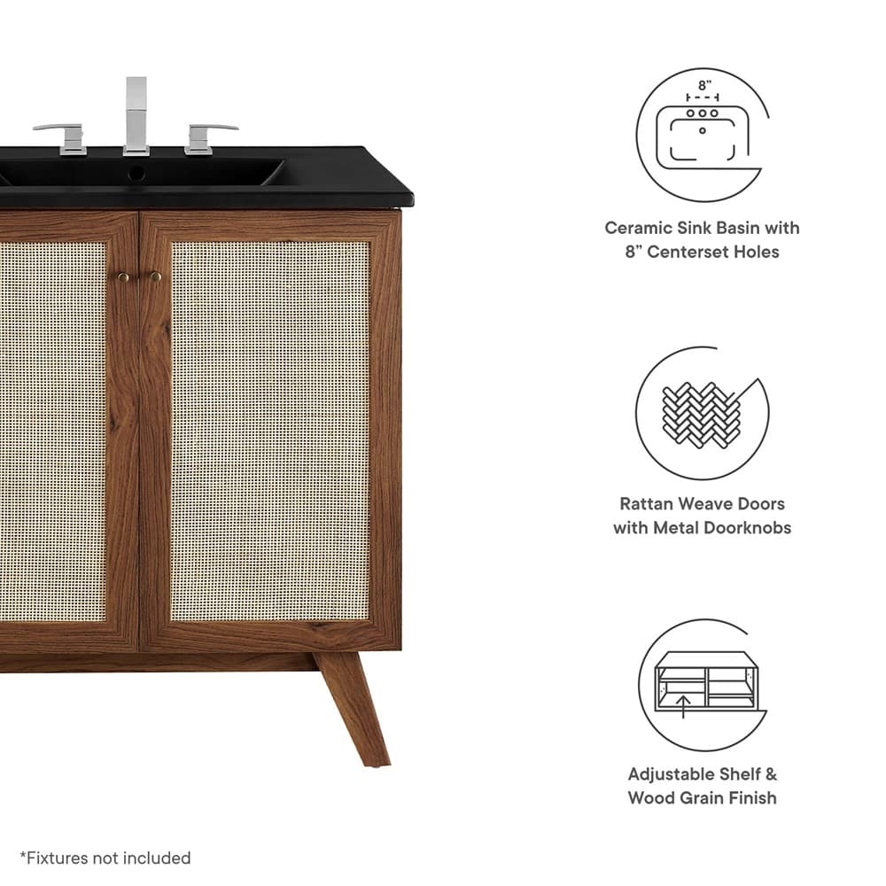 Soma 30" Bathroom Vanity in Walnut Black by Modway - Image 3
