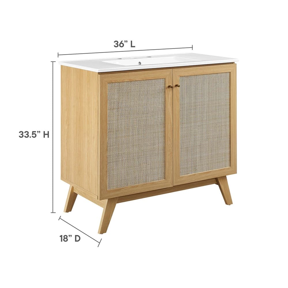 Soma 36" Bathroom Vanity in Oak White by Modway - Image 2