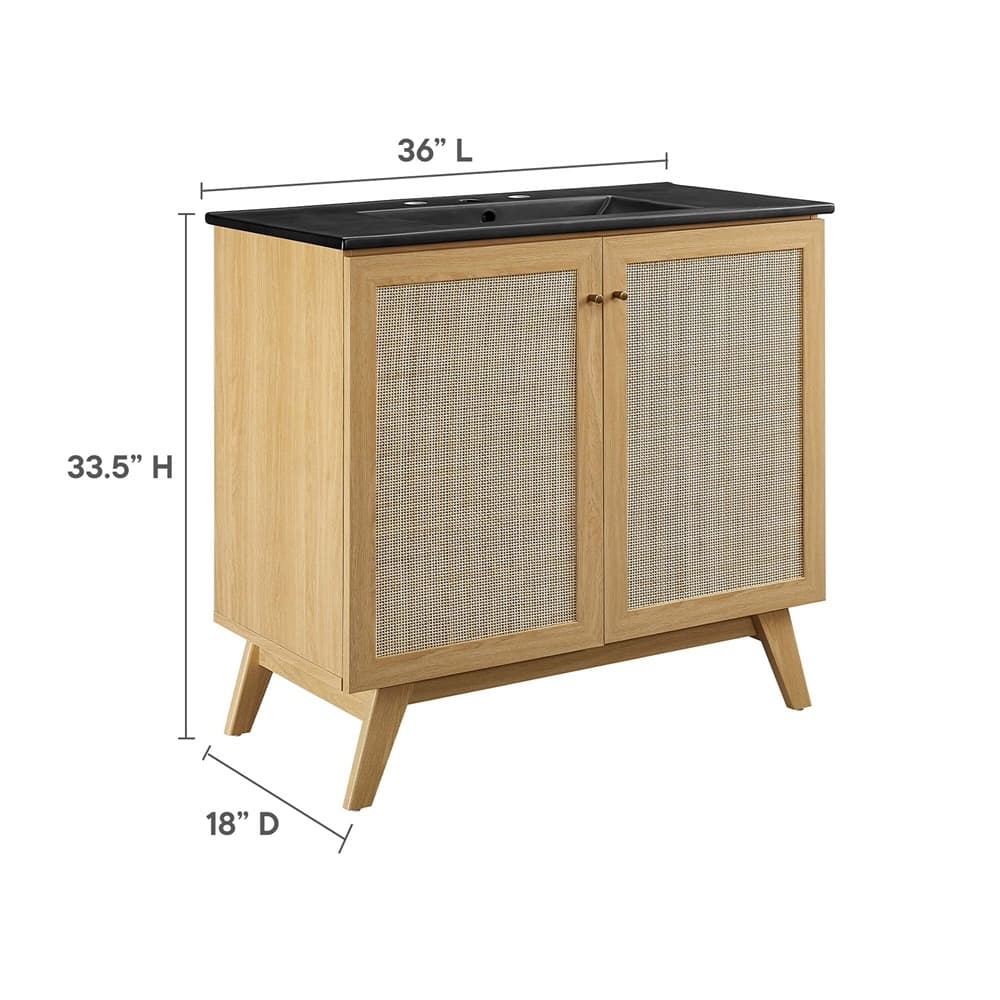 Soma 36" Bathroom Vanity in Oak Black by Modway - Image 2
