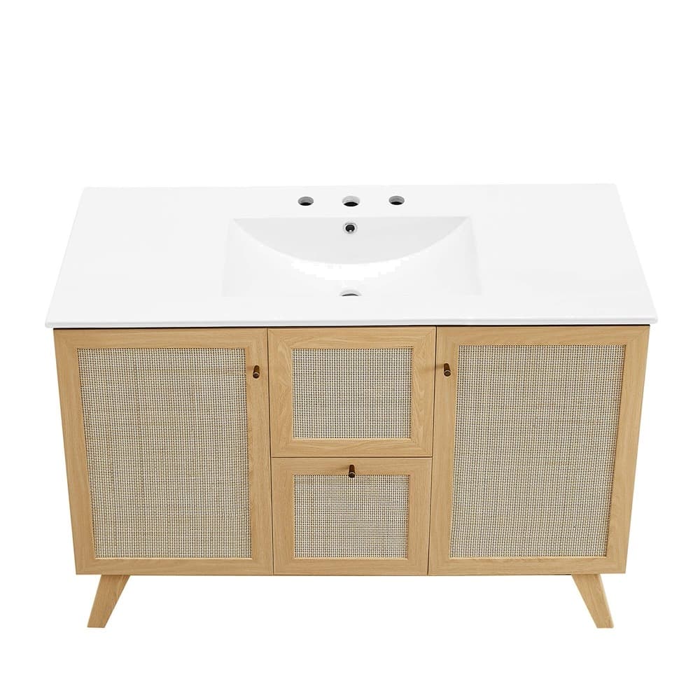 Soma 48" Single Sink Bathroom Vanity in Oak White by Modway - Image 12