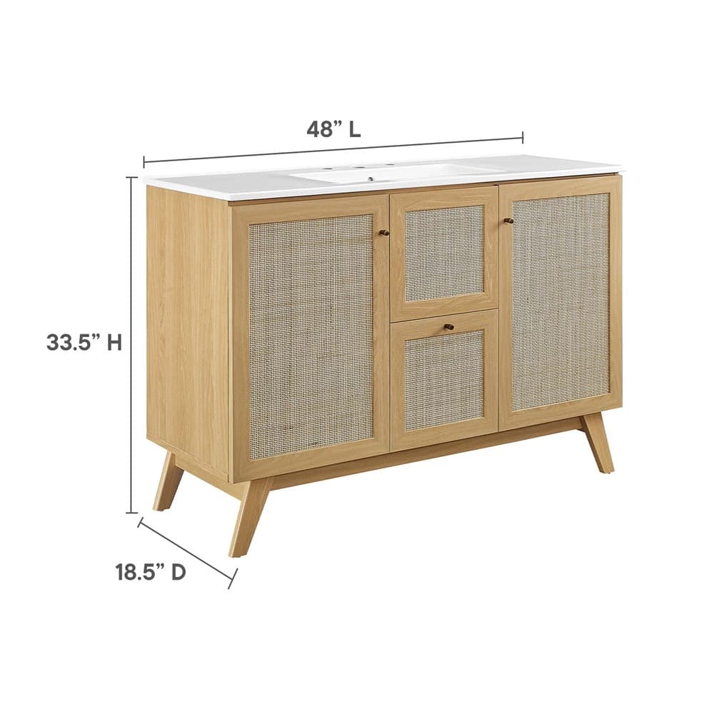 Soma 48" Single Sink Bathroom Vanity in Oak White by Modway - Image 2