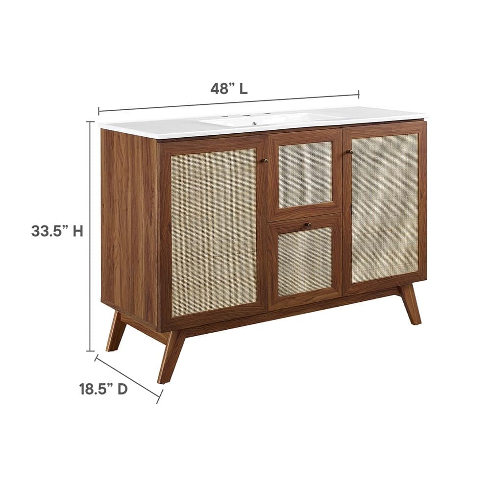 Soma 48" Single Sink Bathroom Vanity in Walnut White by Modway - Image 2