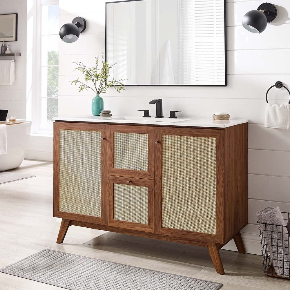Soma 48" Single Sink Bathroom Vanity in Walnut White by Modway - Image 16