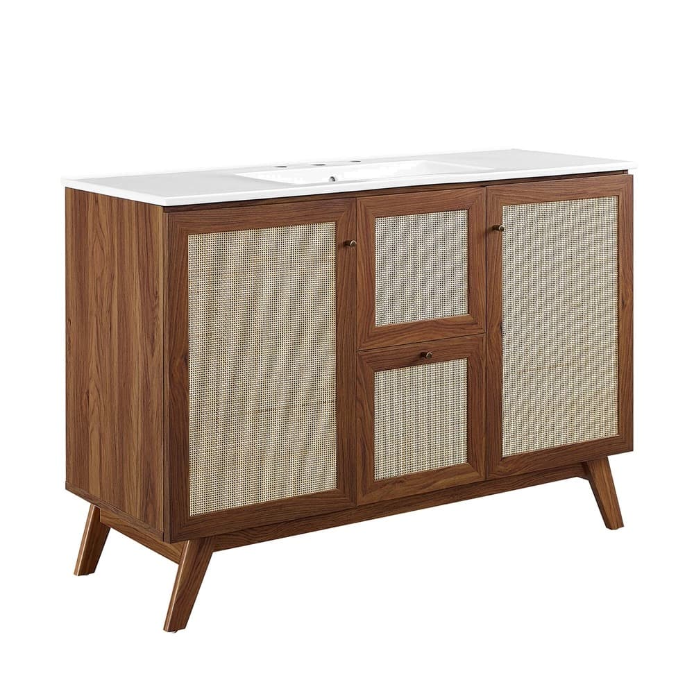 Soma 48" Single Sink Bathroom Vanity in Walnut White by Modway