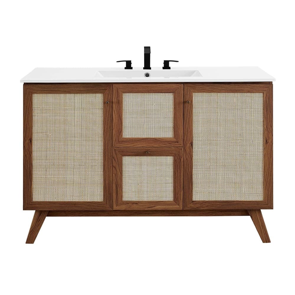 Soma 48" Single Sink Bathroom Vanity in Walnut White by Modway - Image 11
