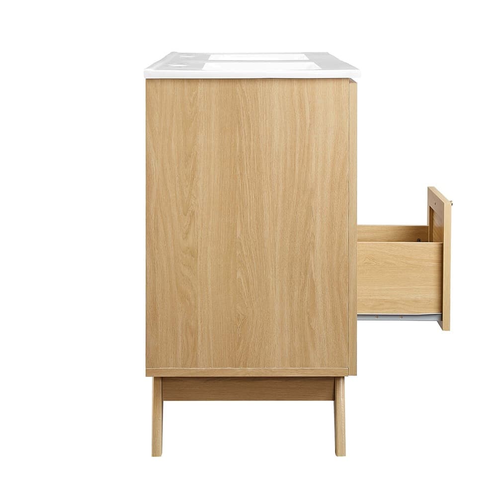 Soma 48" Double Sink Bathroom Vanity in Oak White by Modway - Image 13