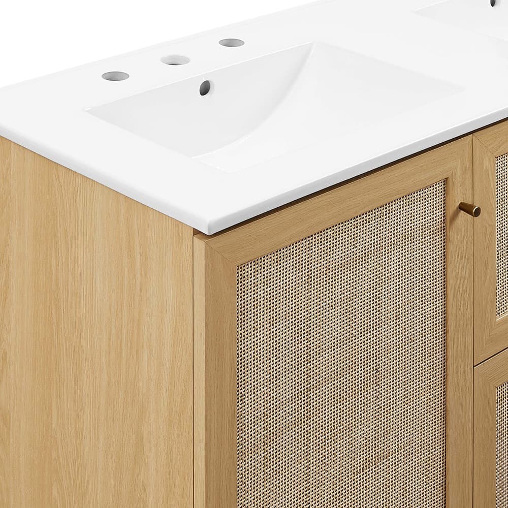 Soma 48" Double Sink Bathroom Vanity in Oak White by Modway - Image 14