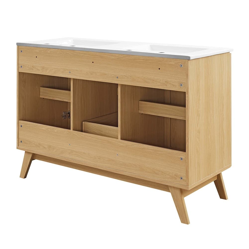 Soma 48" Double Sink Bathroom Vanity in Oak White by Modway - Image 5