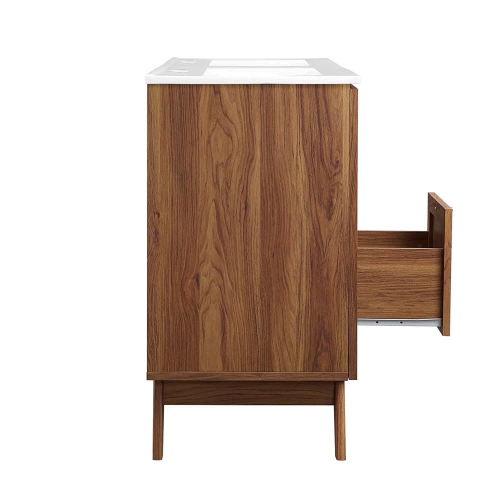 Soma 48" Double Sink Bathroom Vanity in Walnut White by Modway - Image 13