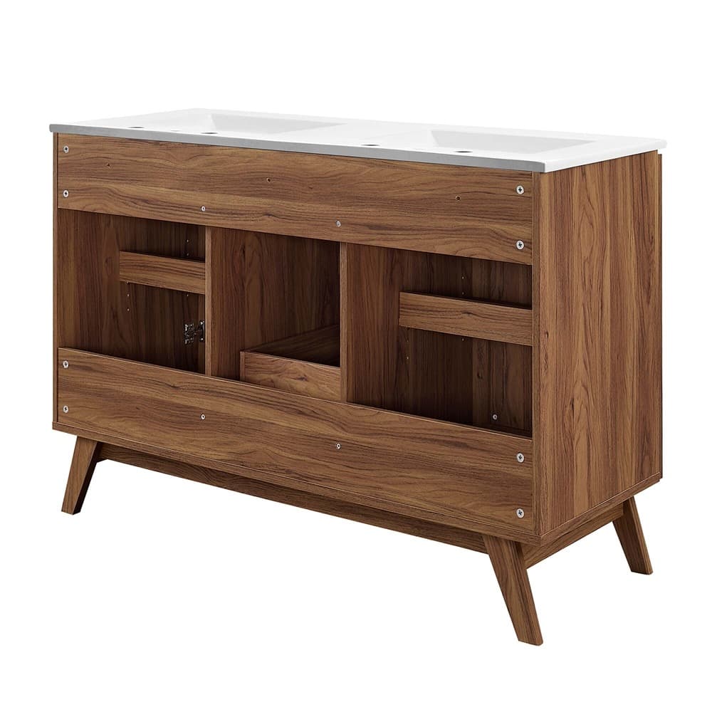 Soma 48" Double Sink Bathroom Vanity in Walnut White by Modway - Image 5