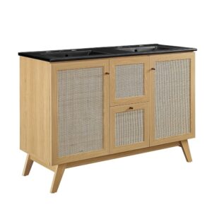 Soma 48" Double Sink Bathroom Vanity in Oak Black by Modway